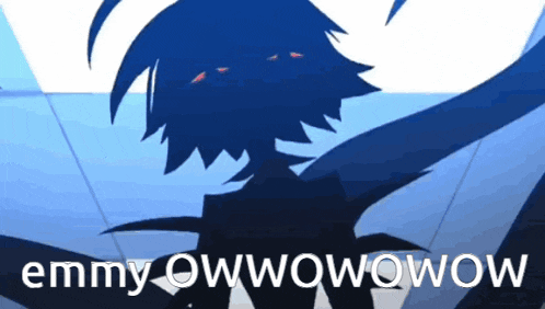 a silhouette of a person with the words emmy owwow wow written on the bottom
