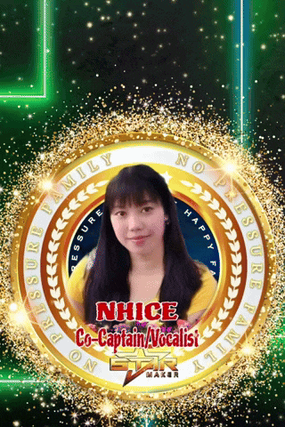 a picture of nhice co-captain vocalist in a gold circle