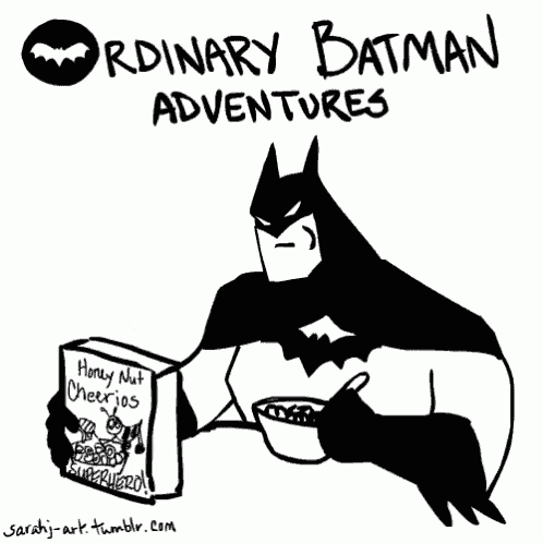 a black and white drawing of a batman holding a newspaper that says ordinary batman adventures