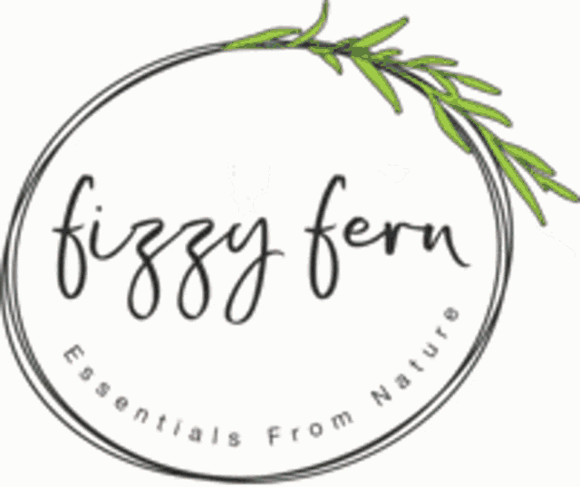 a fizzy fern logo with a picture of pomegranates on a white background .