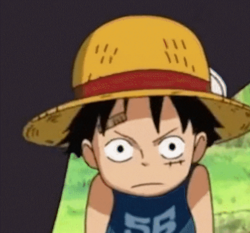 luffy from one piece is wearing a straw hat and a shirt with the number 58 on it .