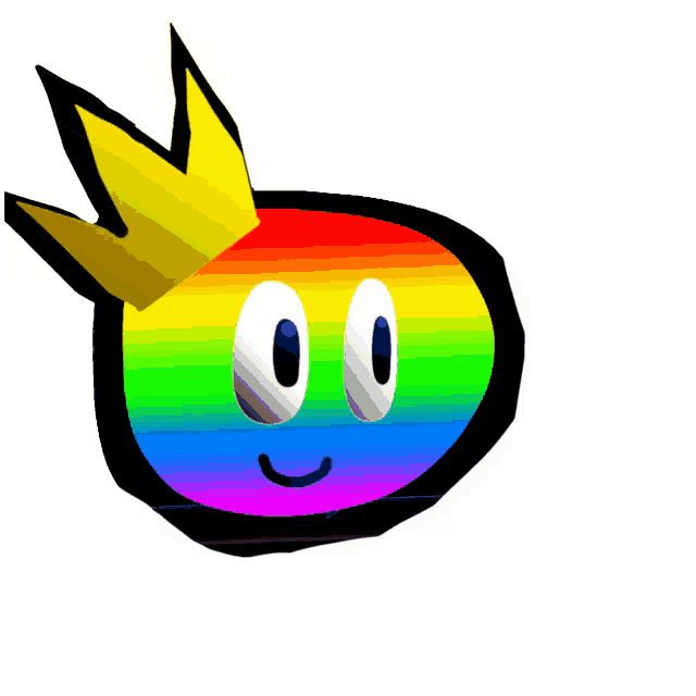 a rainbow colored face with a crown on top