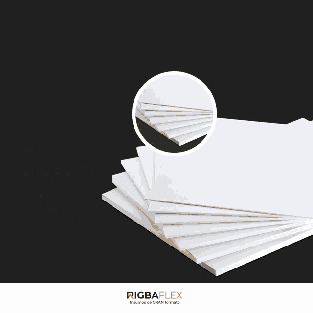 a stack of white sheets of pvc espumado are shown on a black background
