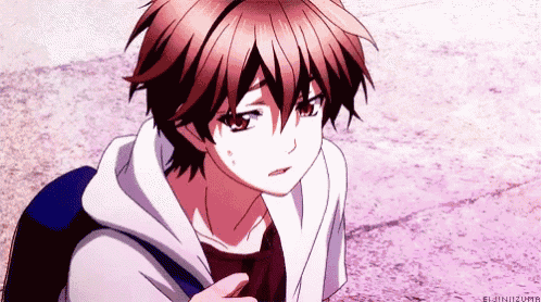 a close up of a person 's face with a pink background and the name eljinizumi on the bottom