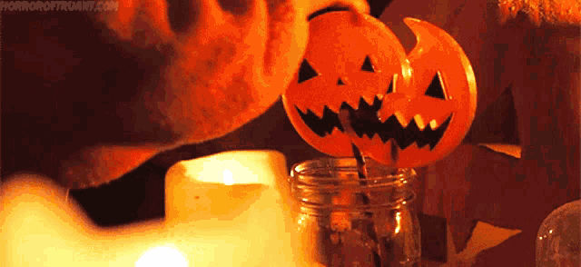 a picture of halloween decorations with the website horroroftruant.com visible
