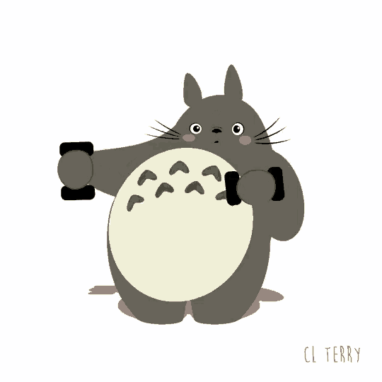 a cartoon drawing of a totoro with cl terry written underneath it