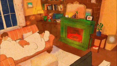 Puuung Blanket Couple GIF - Puuung Blanket Couple Fireplace GIFs