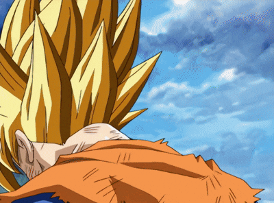 a close up of a cartoon character 's face with a blue sky in the background