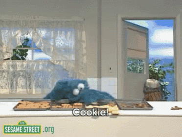 a cookie monster from sesame street says cookie