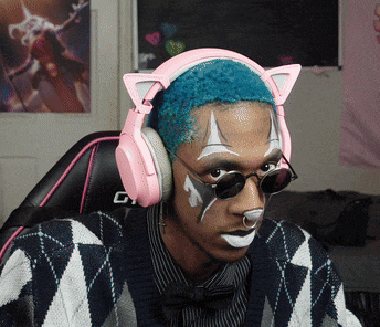 a man wearing a cat ear headphone and sunglasses
