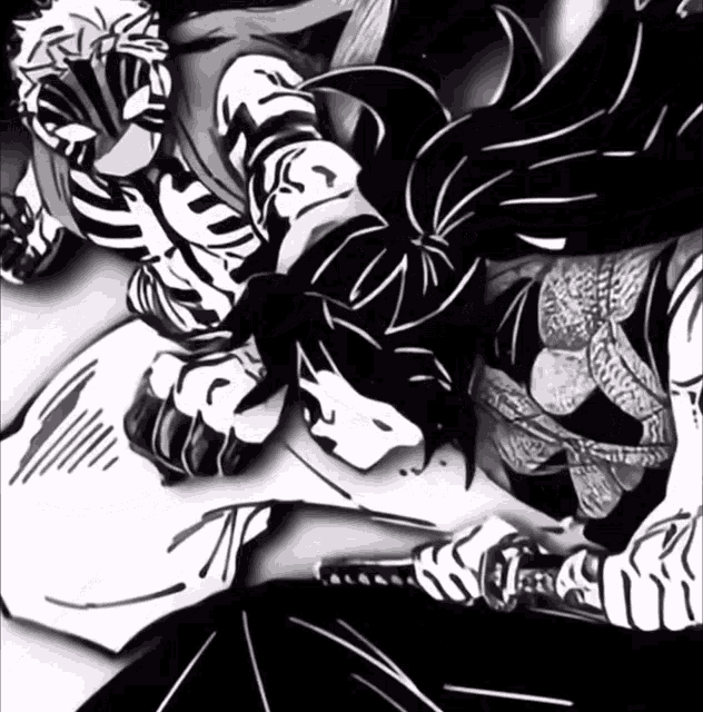 a black and white drawing of a samurai holding a sword