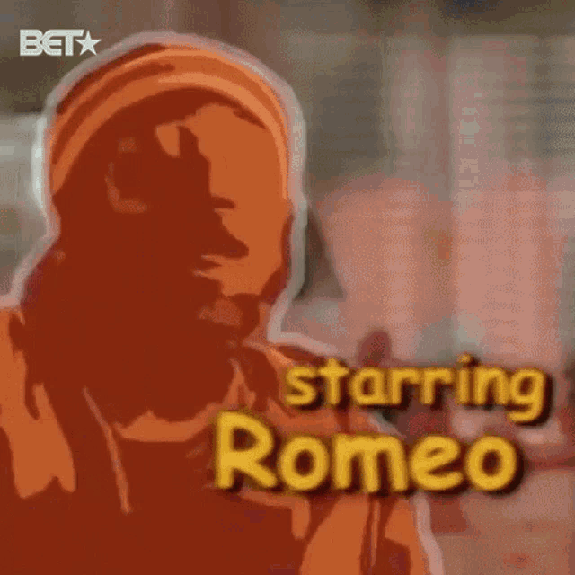 a silhouette of a person with the words starring romeo written on it