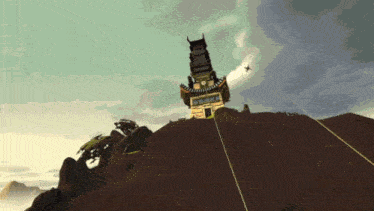 a cartoon drawing of a tower on top of a hill