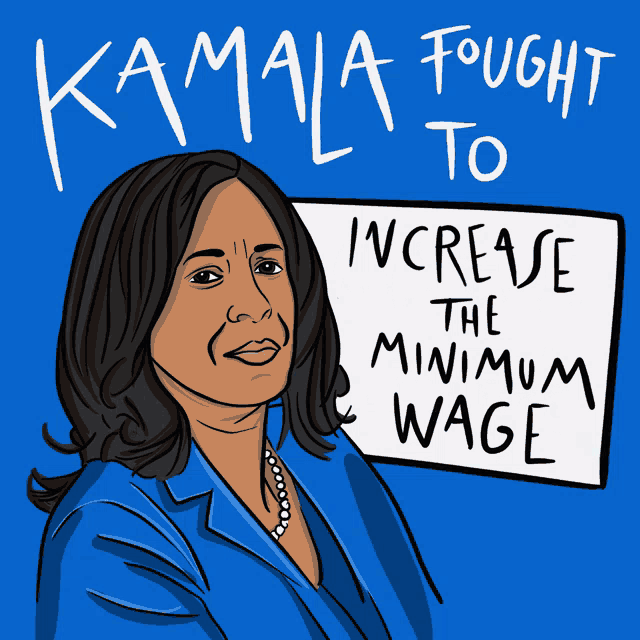 a cartoon of a woman holding a sign that says increase the minimum wage