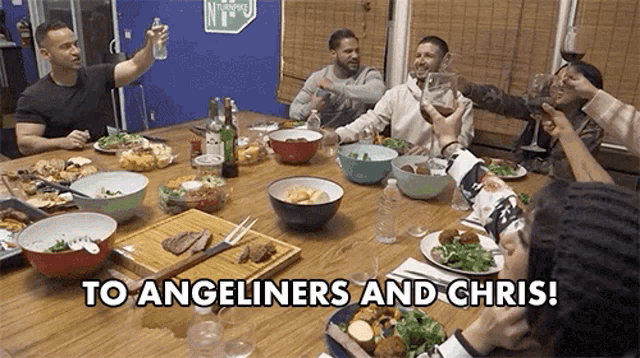 To Angeliners And Chris Cheers GIF - To Angeliners And Chris Cheers Toast GIFs