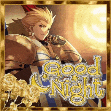a picture of a knight with the words good night written on it