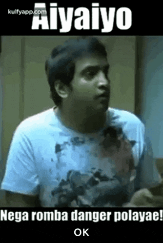 a man in a white shirt is making a funny face and says `` aiyaiyo '' .