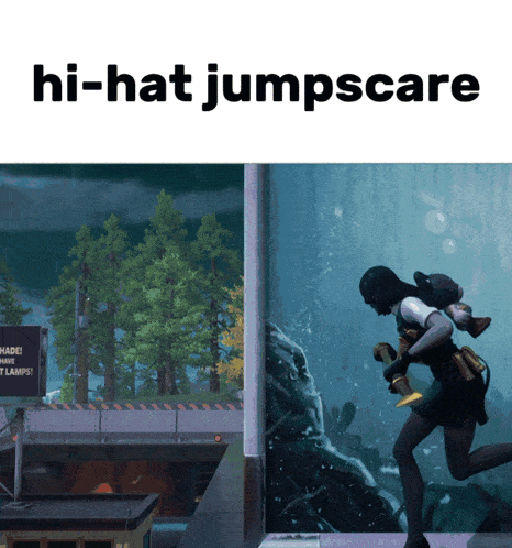 a poster that says hi-hat jumpscare with a picture of a person