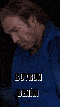 a man in a blue shirt with the words buyrun benim written below him