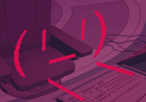 a purple background with the letter l and a keyboard