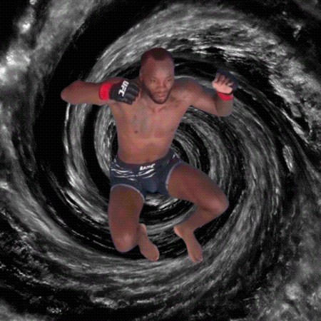 a ufc fighter is jumping through a swirl