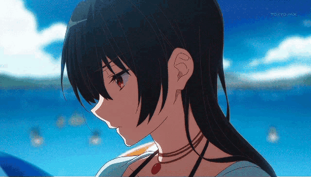 a close up of a girl 's face with tokyo mx on the bottom right
