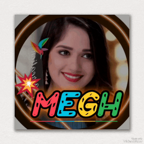 a picture of a smiling woman with the name megh on the bottom