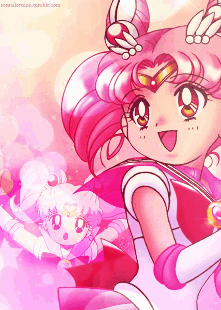 a drawing of a girl with pink hair and the words sossailormon.tumblr.com