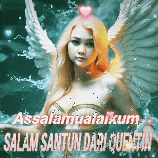 a picture of a woman with wings and the words " assalamualaikum salam santun dari quentin "