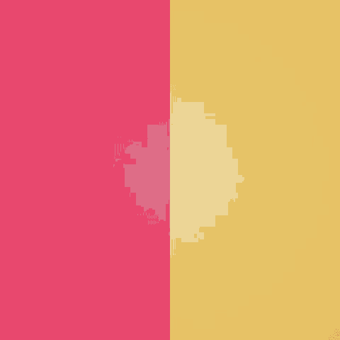 a pink and yellow background with a black stripe
