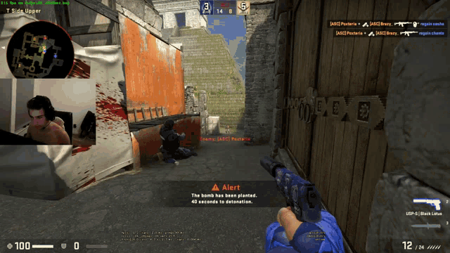 a screen shot of a video game with a warning that a bomb has been planted