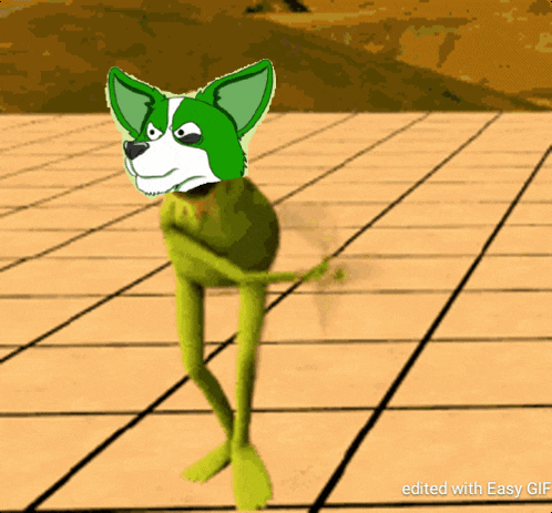 a cartoon of a dog with frog legs is edited with easy gif software