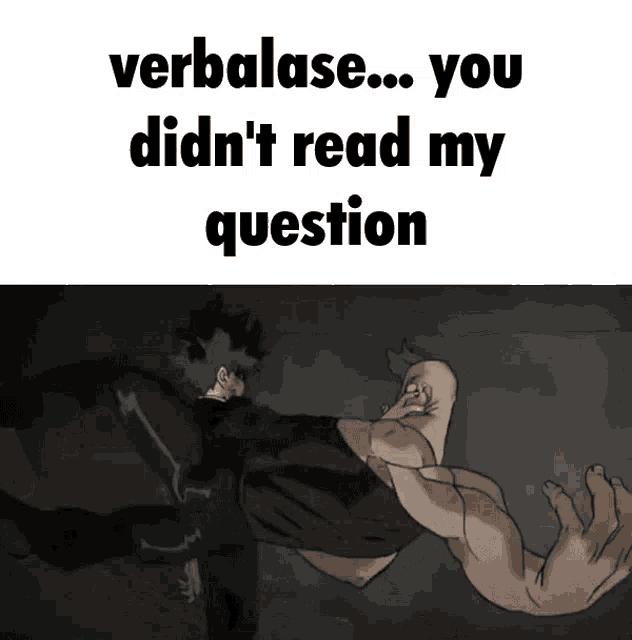 a meme that says verbalase ... you did n't read my question