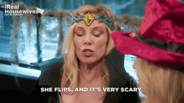 a woman says she flips and it 's very scary in a real housewives advertisement