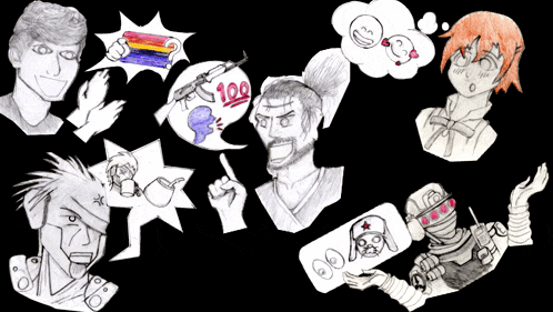 a drawing of a man with a gun and the number 100