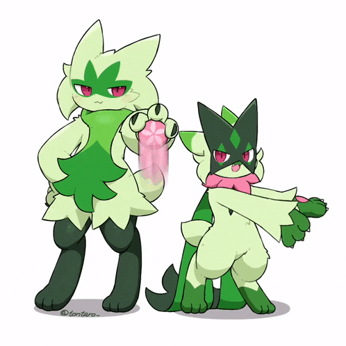 a drawing of a green and black animal holding a lollipop