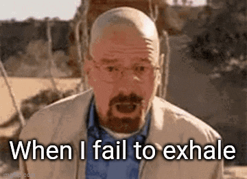 a man with a beard and glasses is making a funny face while talking about when i fail to exhale .