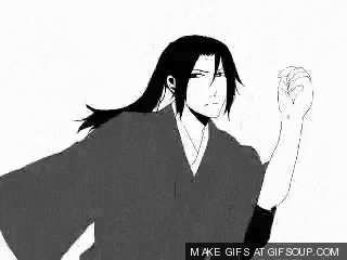 a black and white drawing of a man with long hair standing in front of a white background .