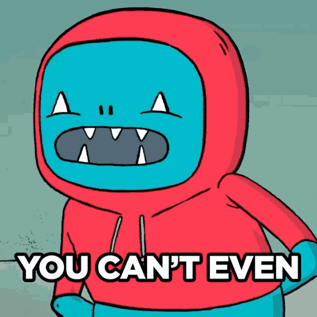a cartoon character with a red hoodie and the words get murdered good