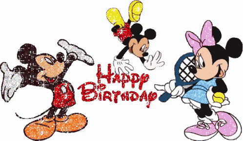 a happy birthday card with mickey mouse minnie mouse and mickey mouse