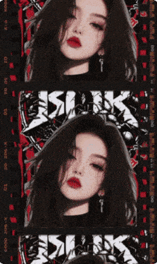 a woman 's face is on a film strip that says ' slink ' on it