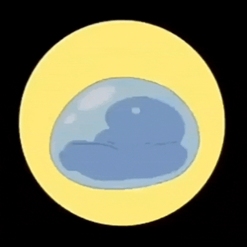 a cartoon drawing of a blue bubble in a yellow circle .