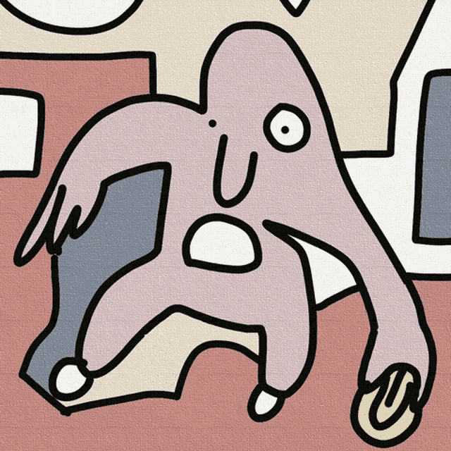 a cartoon drawing of an elephant with the letter u on its head