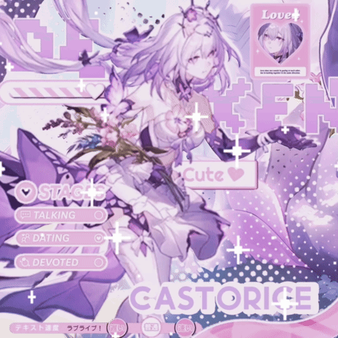 a picture of a girl with white hair and the name castorice