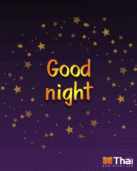 a purple background with gold stars and the words good night in orange