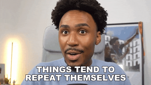 a man says things tend to repeat themselves in a video