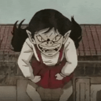 a cartoon girl is standing on a roof with a very angry look on her face .