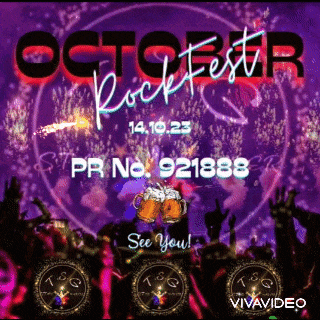 a poster for an october rockfest with a crowd of people