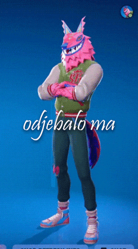 a video game character with a pink fox head and the words odjebalo ma