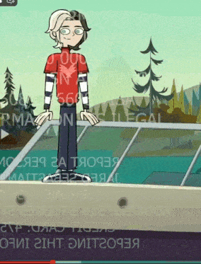 a cartoon of a boy standing on a balcony with the word illegal on the bottom right corner